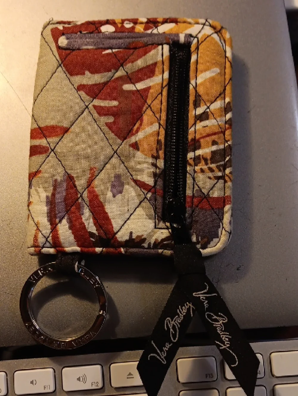 Vera Bradley Campus Double ID Wallet Case with a key ring in the Painted Feather - Picture 4 of 6